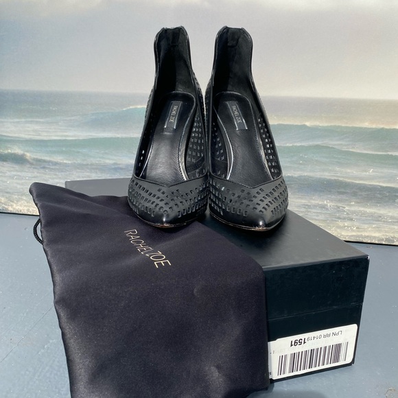 Rachel Zoe Callie Baby Calf Black Leather Heels - Picture 9 of 11